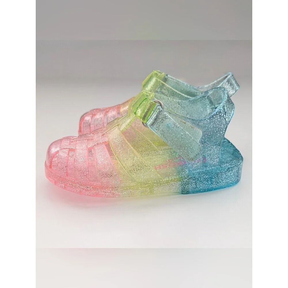 OshKosh B'gosh Baby (Size 4) Glitter Jelly Sandals in Pastel Rainbow Colors
